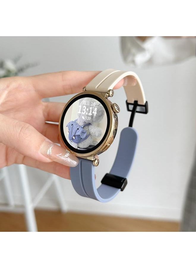 Generic For Huawei Gt4/Gt3 Strap Gt5 Silicone Magnetic Smart Watch Watch4pro Watch Strap Watchgt-Color:Apricot Color With Blue And Gray, Take One Shot And Two; Two Sets - Suitable For Huawei Gt2/gt2pro/gt2e/ecg [dial 46mm]  - Image 1