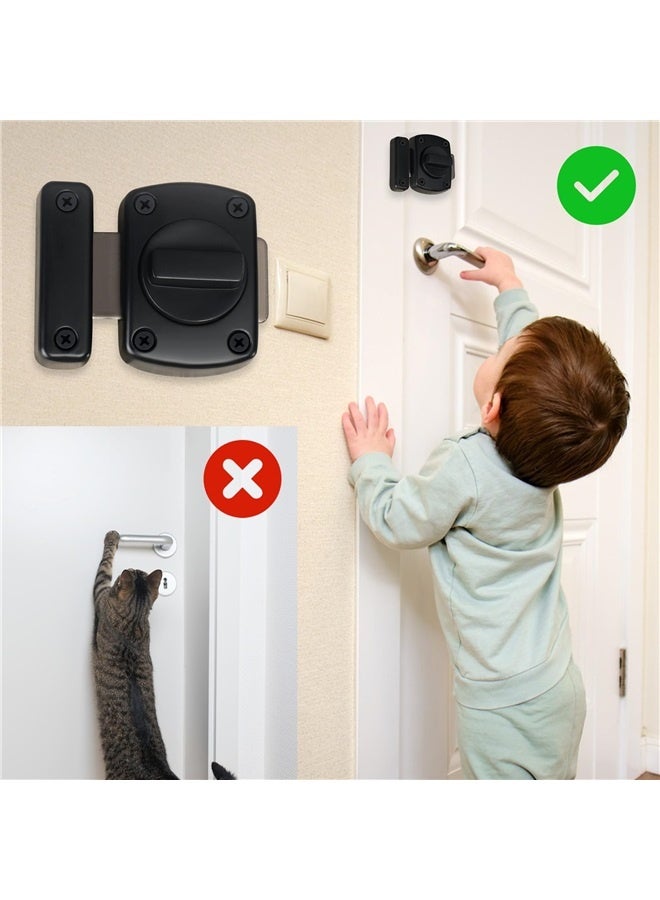 Gate Latch Slide Bolt Latches Lock,Safety Double Sided Rotate Gate Hardware,Black Finish(Pack of 2) - Image 4