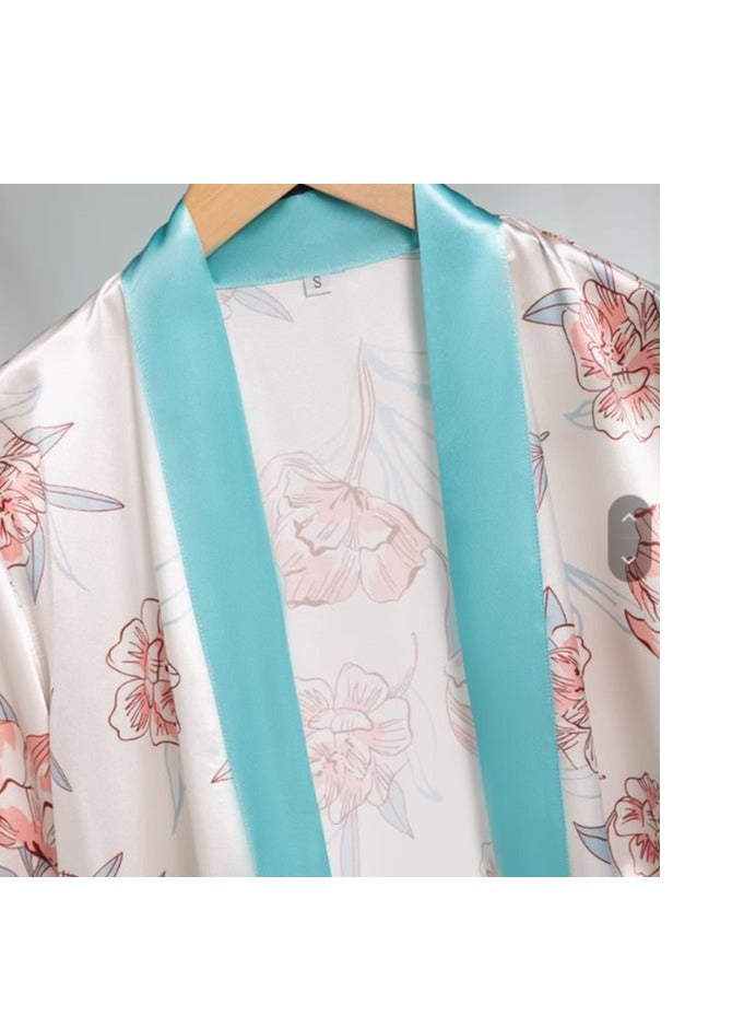 Large Print Five Piece Pajama Home Outfit (Nightgown+2 Camisoles+Pants+Shorts) - Image 2