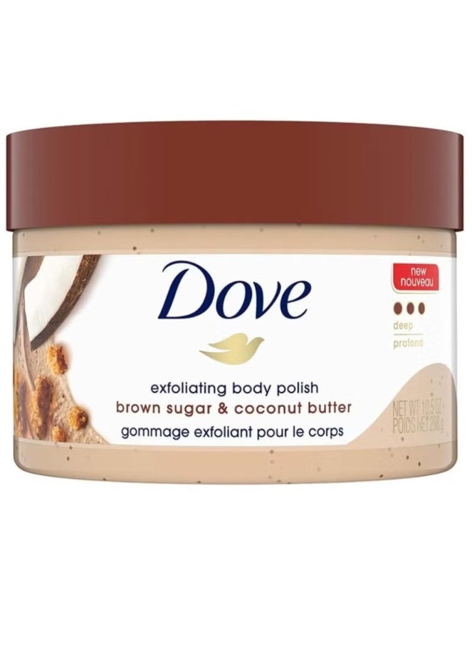 Dove Exfoliating Body Polish Scrub with Brown Sugar & Coconut Butter 298 gm - Image 2