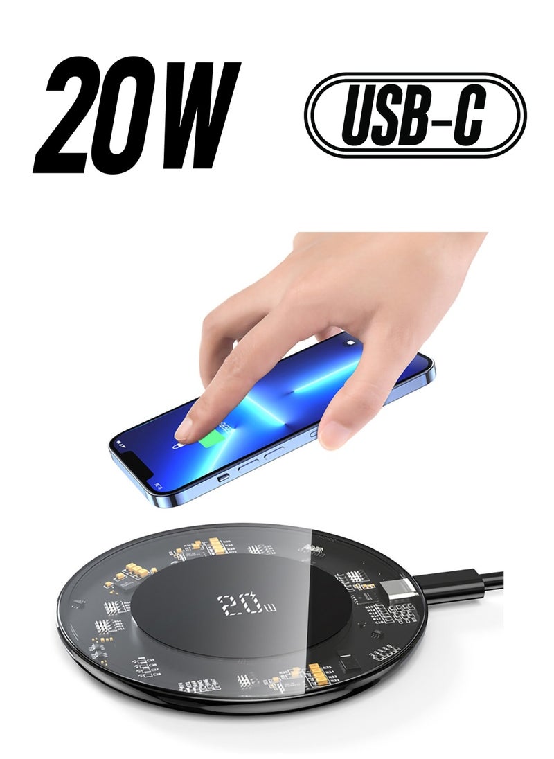 SYOSI Cell phone wireless charger 20W fast magnetic charging station for iPhone 14/14 Plus/14 Pro/14 Pro Max/13/12/11/X/XS/XR Samsung Galaxy S22/S21/S20/Note 20/10 (without AC adapter)  - Image 1