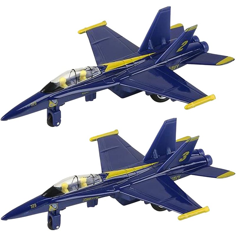 ArtCreativity Jumbo Diecast F18 Blue Angel Jets with Pullback Mechanism Set of 2 Diecast Metal Jet Plane Fighter Toys for Boys Air Force Military Cake Decorations Aviation Party Favors - Image 3