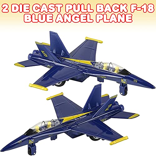 ArtCreativity Jumbo Diecast F18 Blue Angel Jets with Pullback Mechanism Set of 2 Diecast Metal Jet Plane Fighter Toys for Boys Air Force Military Cake Decorations Aviation Party Favors - Image 5
