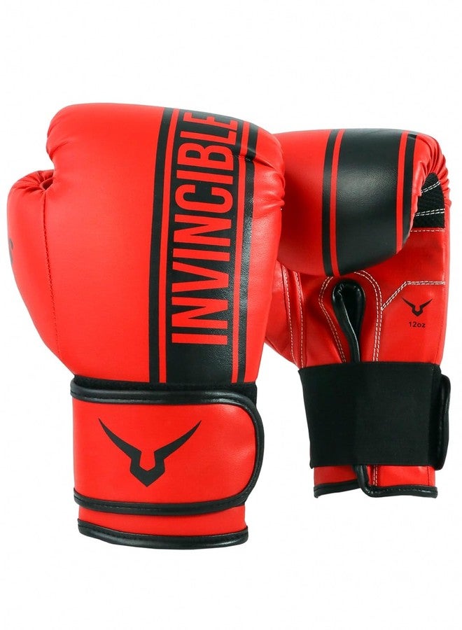 Invincible Tejas Fitness Training Synthetic Leather Boxing Gloves for Men & Women (Red-Black, 14 OZ) - Image 1