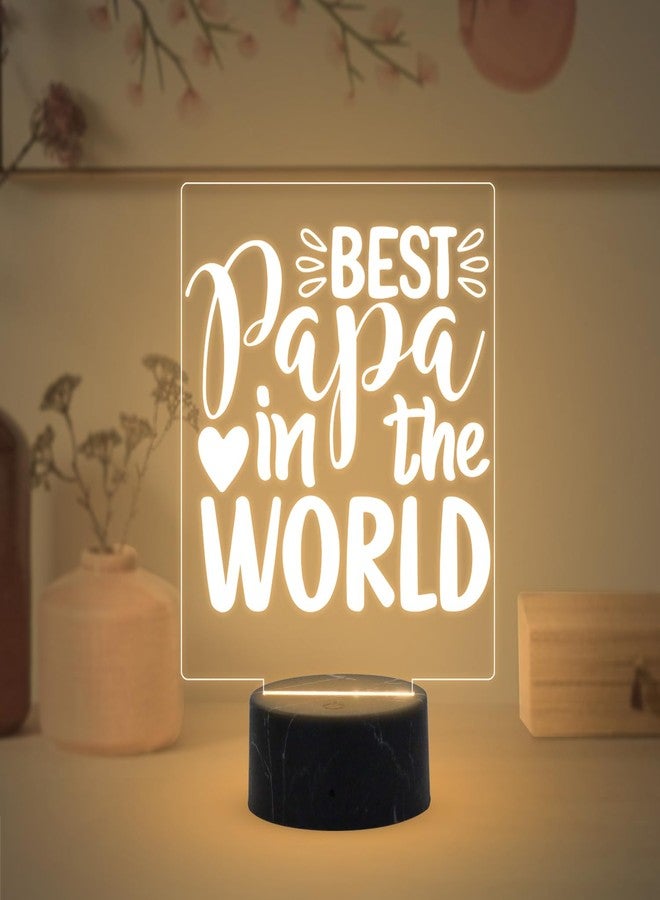 GIFTMEBAZAR مصباح LED "أفضل أب في العالم" من جيفت مي بازار | هدية للأب | هدية عيد الأب للأب | هدية عيد ميلاد للأب من الابنة والابن | هدية مفاجئة للأب | ضوء أبيض دافئ وزر تشغيل/إيقاف يعمل باللمس - Image 1