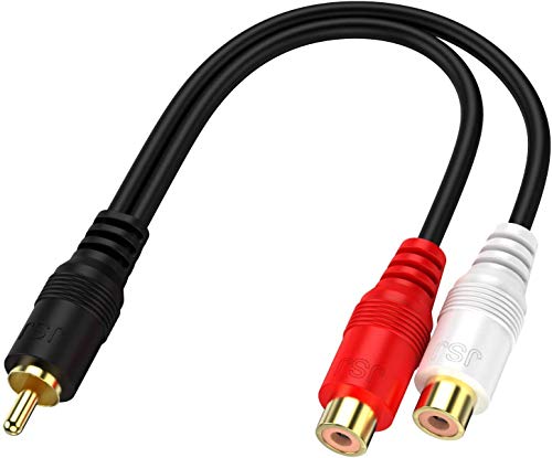 Eanetf RCA 1 Male to 2 Female Audio Speaker Y Adapter Splitter Cable with OFC Conductor Dual Shielding Gold Plated Metal Shell Flexible PVC Jacket - 2 Pack / 0.6FT - Image 2