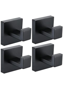 Oasisgalore 4 Pack Bath Towel Hook, Black Robe Hooks Wall Mounted Heavy Duty Hook for Bathroom Kitchen  - Image 1