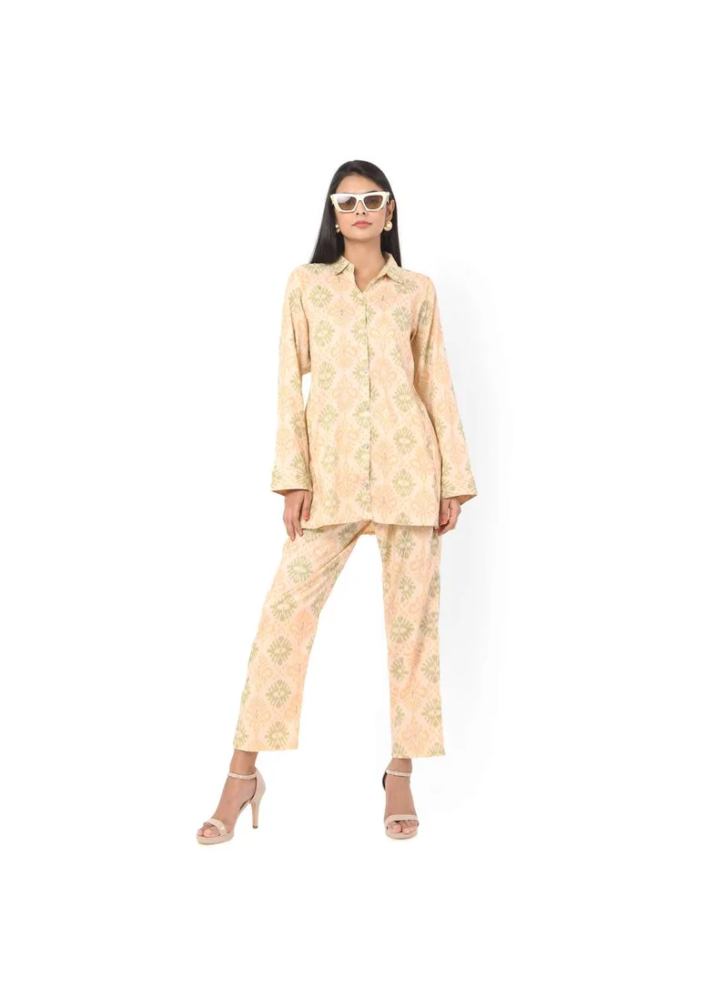 HANA & SARA PRINTED VISCOSE FORMAL ELEGANT CO-ORD SET FOR WOMENS ARABIC KAFTAN JALABIYA