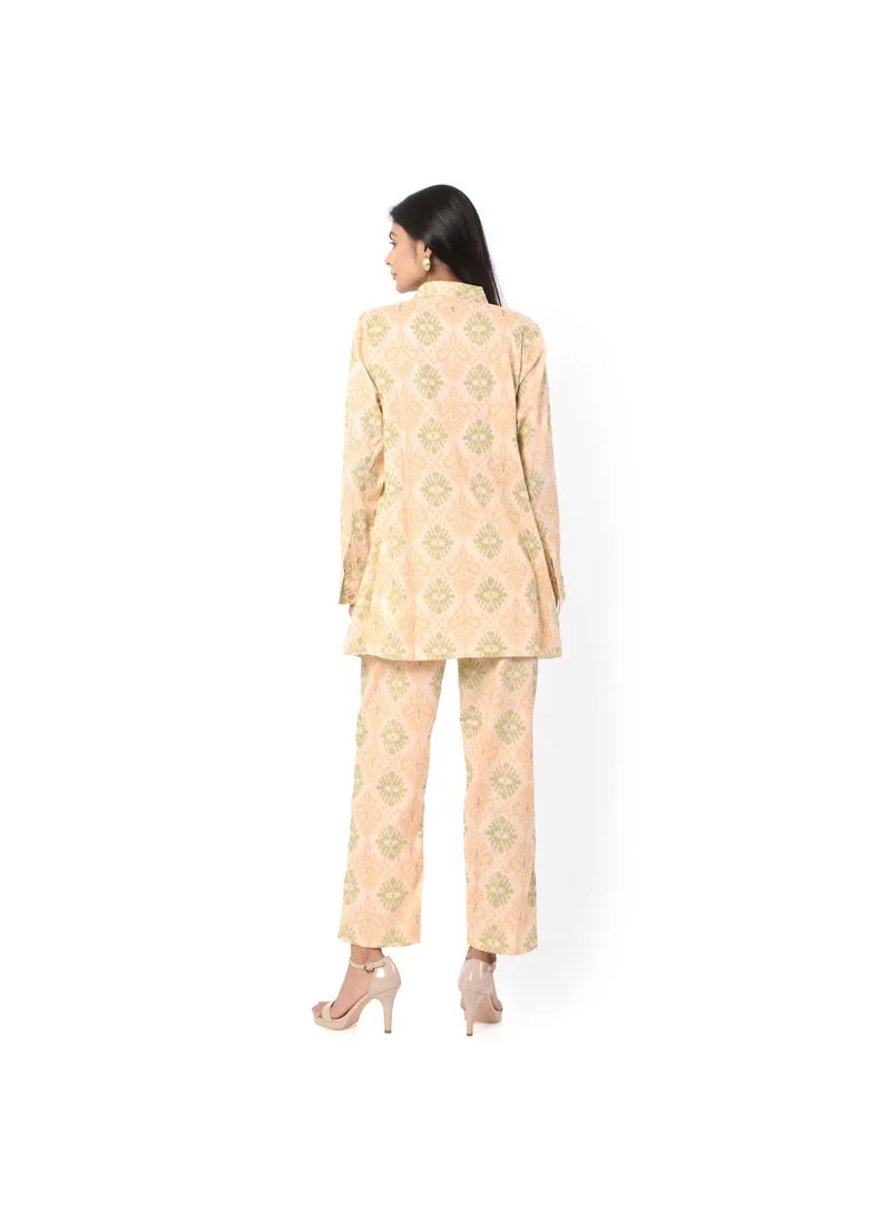 HANA & SARA PRINTED VISCOSE FORMAL ELEGANT CO-ORD SET FOR WOMENS ARABIC KAFTAN JALABIYA