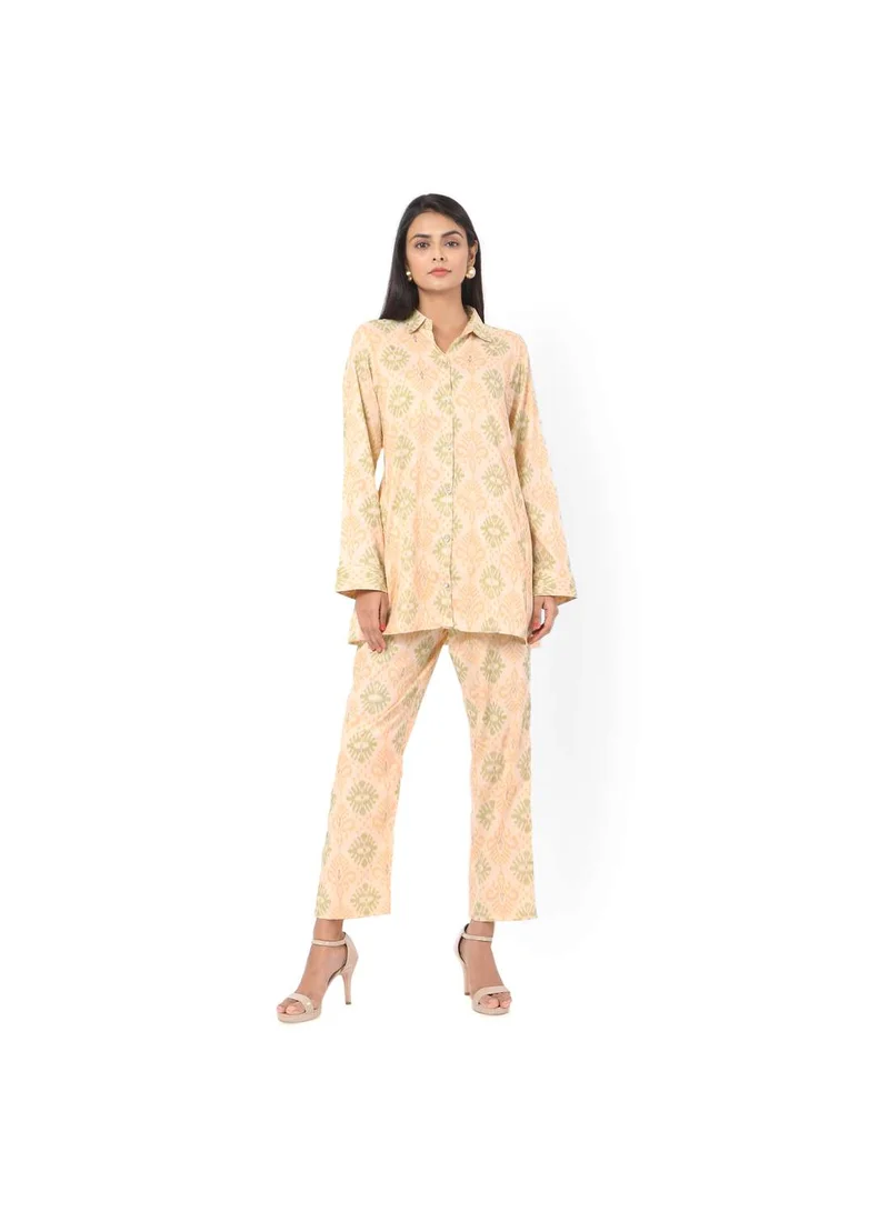 HANA & SARA PRINTED VISCOSE FORMAL ELEGANT CO-ORD SET FOR WOMENS ARABIC KAFTAN JALABIYA