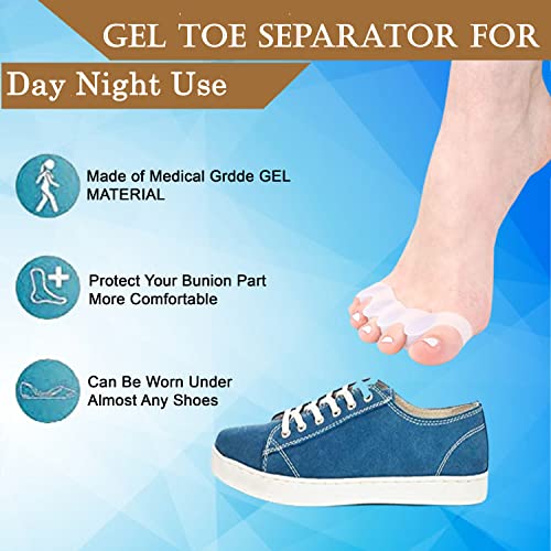QualiTrue Toe Separator 5 Finger Toe Spreader Bunion Corrector For Women Men Men Toe Thumb Straightener Support Foot Pain Relief Bunion Splints, Toe Spacer, Big Toe Stretcher, Hallux Valgus, Plastic - Image 5