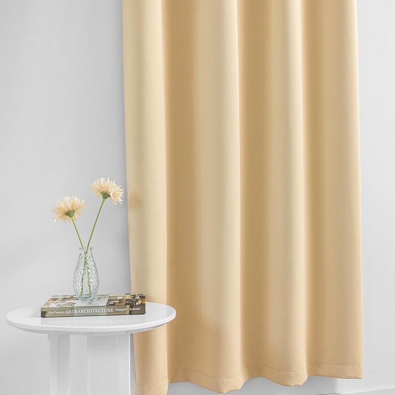 Muamar Self Adhesive Curtains Set of 2 Panels Curtain Blinds for Window Room Darkening Noise Reduction Bathroom Curtains Portable Curtains for Living Room Beige 42"" W X 54"" L - Image 4
