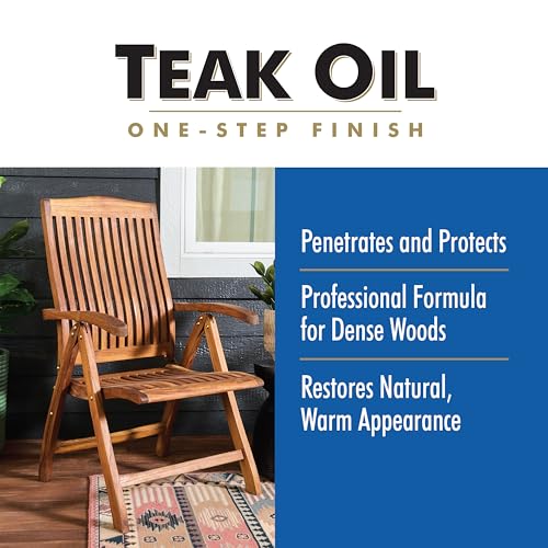 RUST-OLEUM WATCO A67141 Teak Oil One Step Wood Finish for Exterior & Interior Furniture Which Penetrates and Protect from UV, Natural Look (One Quart / 946ml) - Image 2