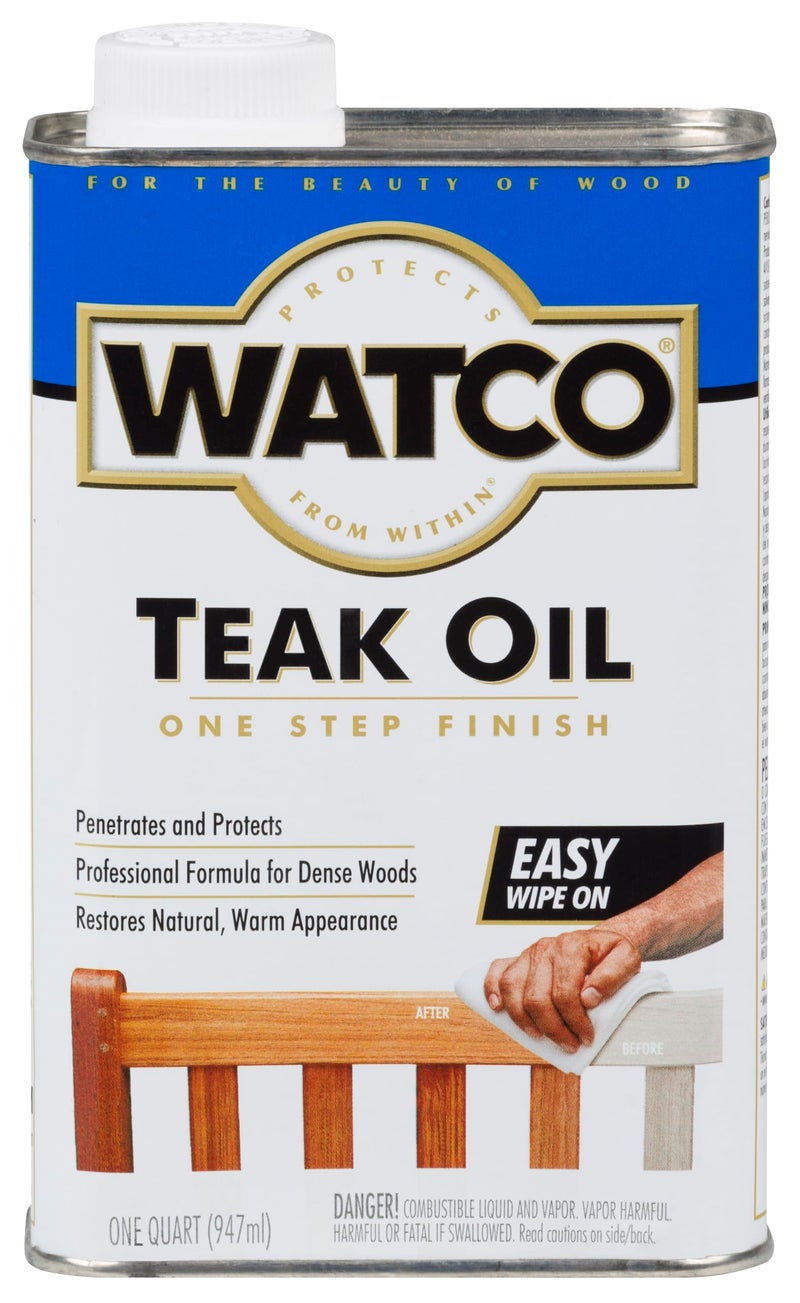 RUST-OLEUM WATCO A67141 Teak Oil One Step Wood Finish for Exterior & Interior Furniture Which Penetrates and Protect from UV, Natural Look (One Quart / 946ml) - Image 1