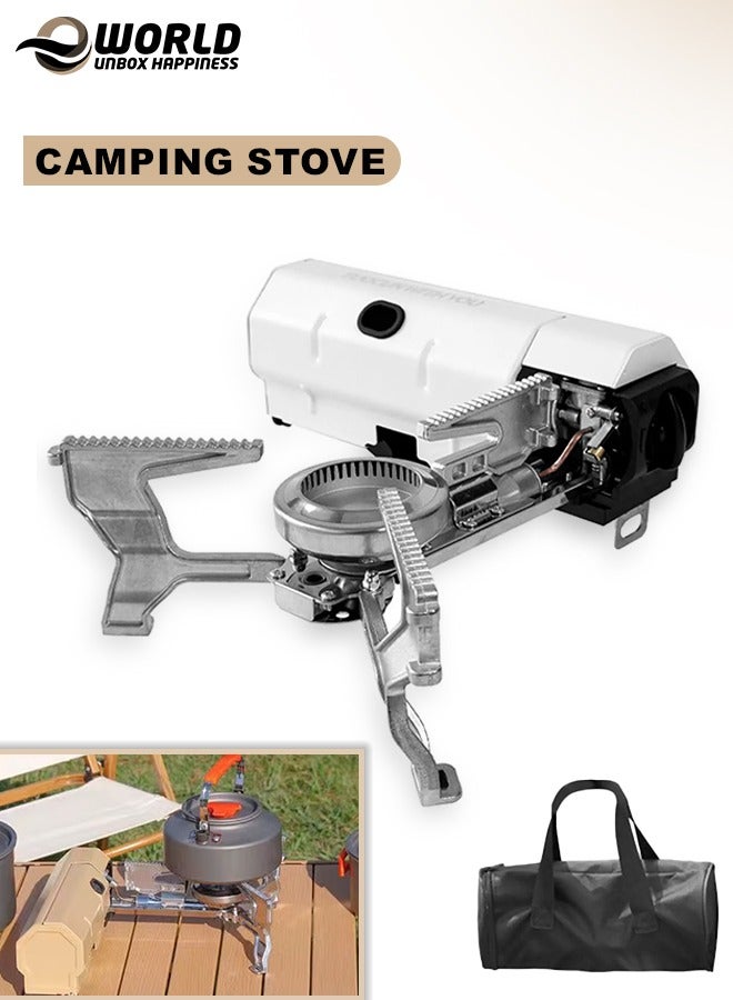 Eworld Portable 2600W Butane Camping Stove with Pure Blue Flame, Quick Boil in 3-5 Minutes, Folding Stainless Steel Gas Stove with Storage Bag, Ideal for Outdoor Adventures, Picnics, Hiking, RV Trips and BBQs, White  - Image 1