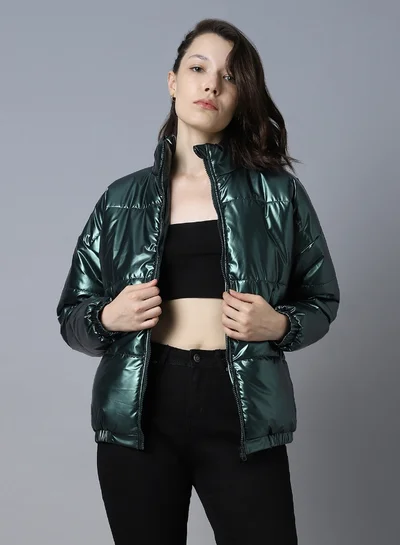 HIGH STAR Women's Grey 100% Polyester Solid Pattern Regular Fit Jacket