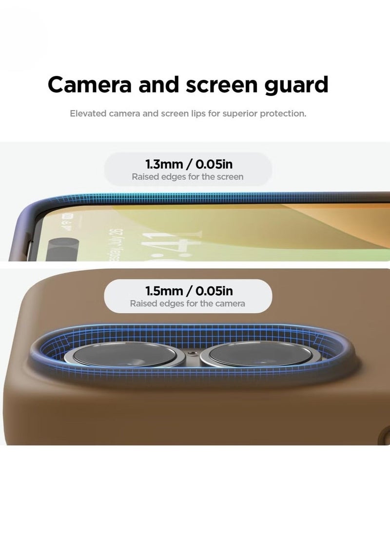 Raxoom Brown Liquid Silicone Case for iPhone 16 Plus – Slim Shockproof Full Body Protection with Soft Microfiber Lining - Image 4