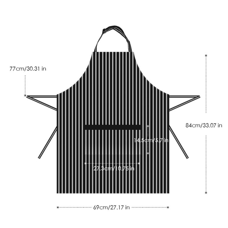 Syntus 2 Pack Adjustable Bib Apron Thicker Waterdrop Resistant with 2 Pockets Cooking Kitchen Aprons for Women Men Chef  Pinstripe Black White - Image 5