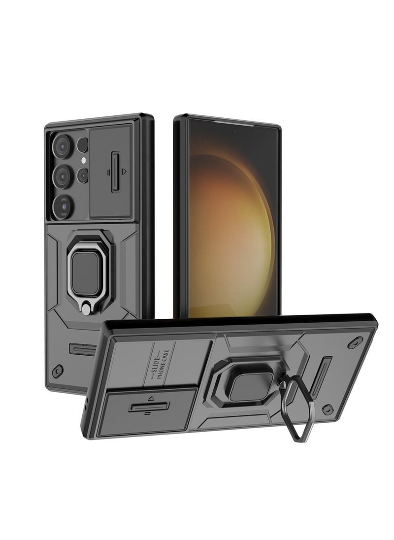 X-level - Samsung Galaxy S24 Ultra Case Cover with Slide Camera Cover & Ring Holder, Kickstand Shell Back Cover Scratch-Resistant Shock-Absorbing Protector Accessories Kickstand Stand Magnetic Car Ring Holder - Image 1