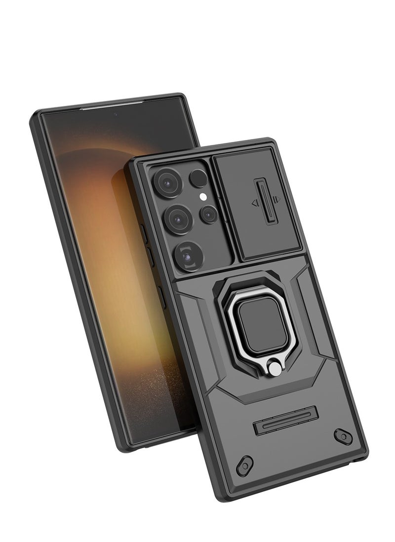 X-level - Samsung Galaxy S24 Ultra Case Cover with Slide Camera Cover & Ring Holder, Kickstand Shell Back Cover Scratch-Resistant Shock-Absorbing Protector Accessories Kickstand Stand Magnetic Car Ring Holder - Image 1
