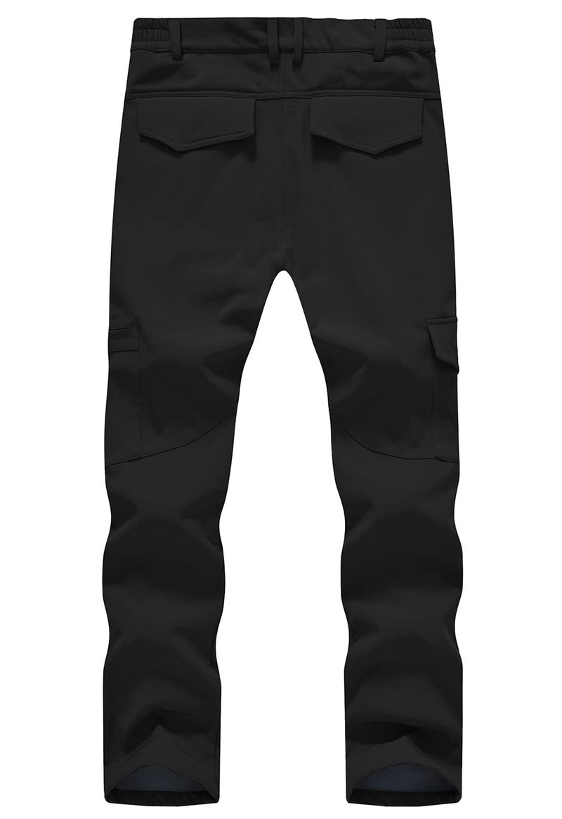 Gopune Mens Snow Ski Waterproof Softshell Pants Outdoor Hiking Fleece Lined Zipper Snowboard Pants Black,34 - Image 2