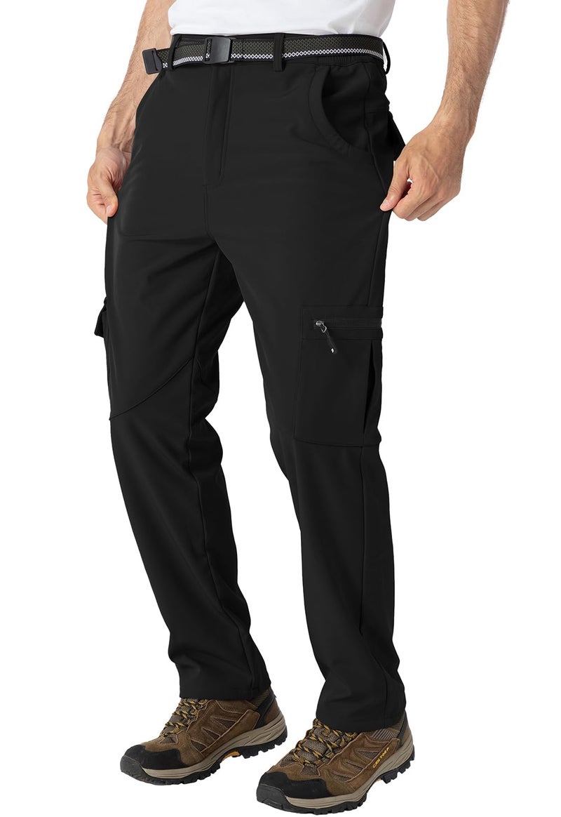 Gopune Mens Snow Ski Waterproof Softshell Pants Outdoor Hiking Fleece Lined Zipper Snowboard Pants Black,34 - Image 4