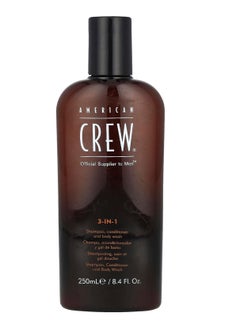 American Crew 3-in-1 Shampoo, Conditioner, and Body Wash – Sage Leaf Extract for Shine, Detangling, and Freshness (250ml)