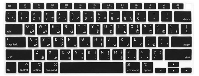 Arabic Language Ultra Thin Silicone Keyboard Cover for 2021 2020 MacBook Air 13 Inch A2179\2337 Apple M1 Chip (US Layout) with Touch ID Keyboard Accessories Protective Skin (Black) - Image 1
