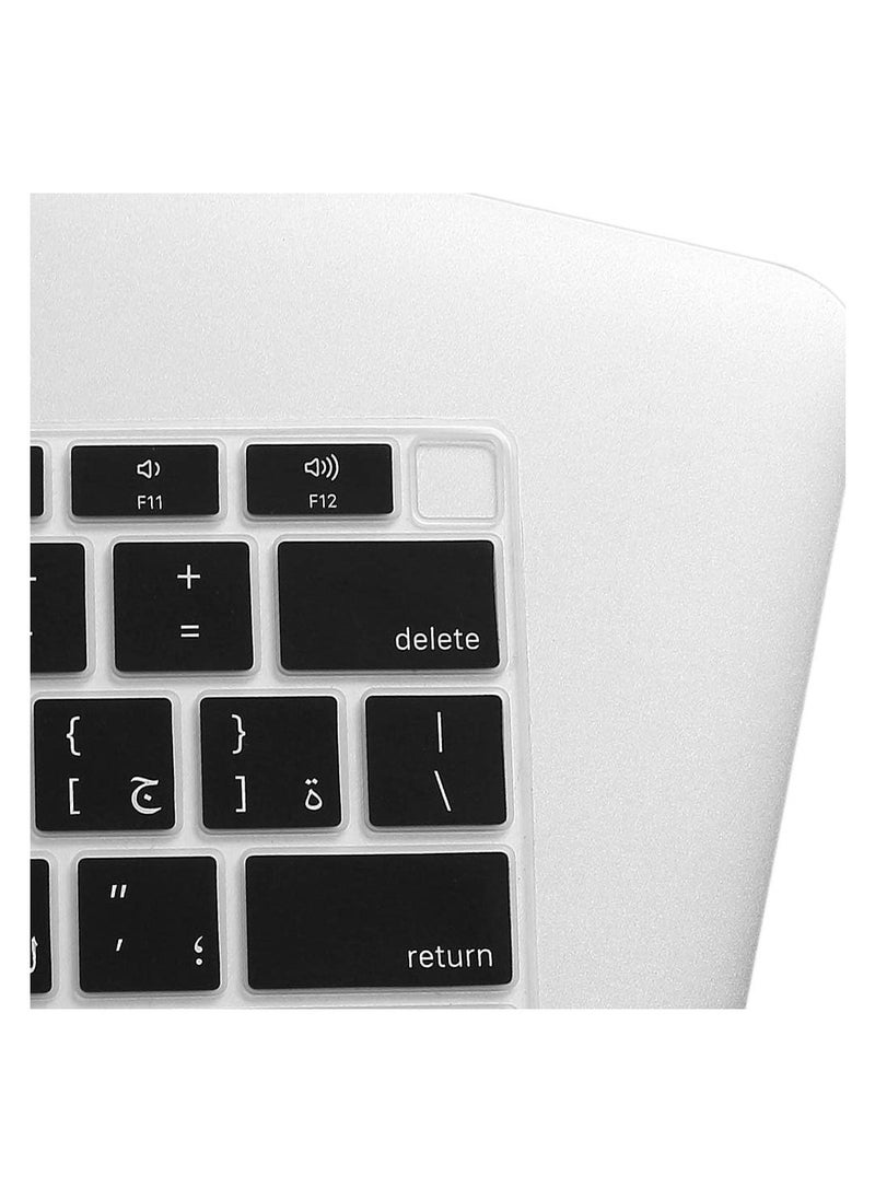 Arabic Language Ultra Thin Silicone Keyboard Cover for 2021 2020 MacBook Air 13 Inch A2179 Apple M1 Chip (US Layout) with Touch ID Keyboard Accessories Protective Skin (Black)