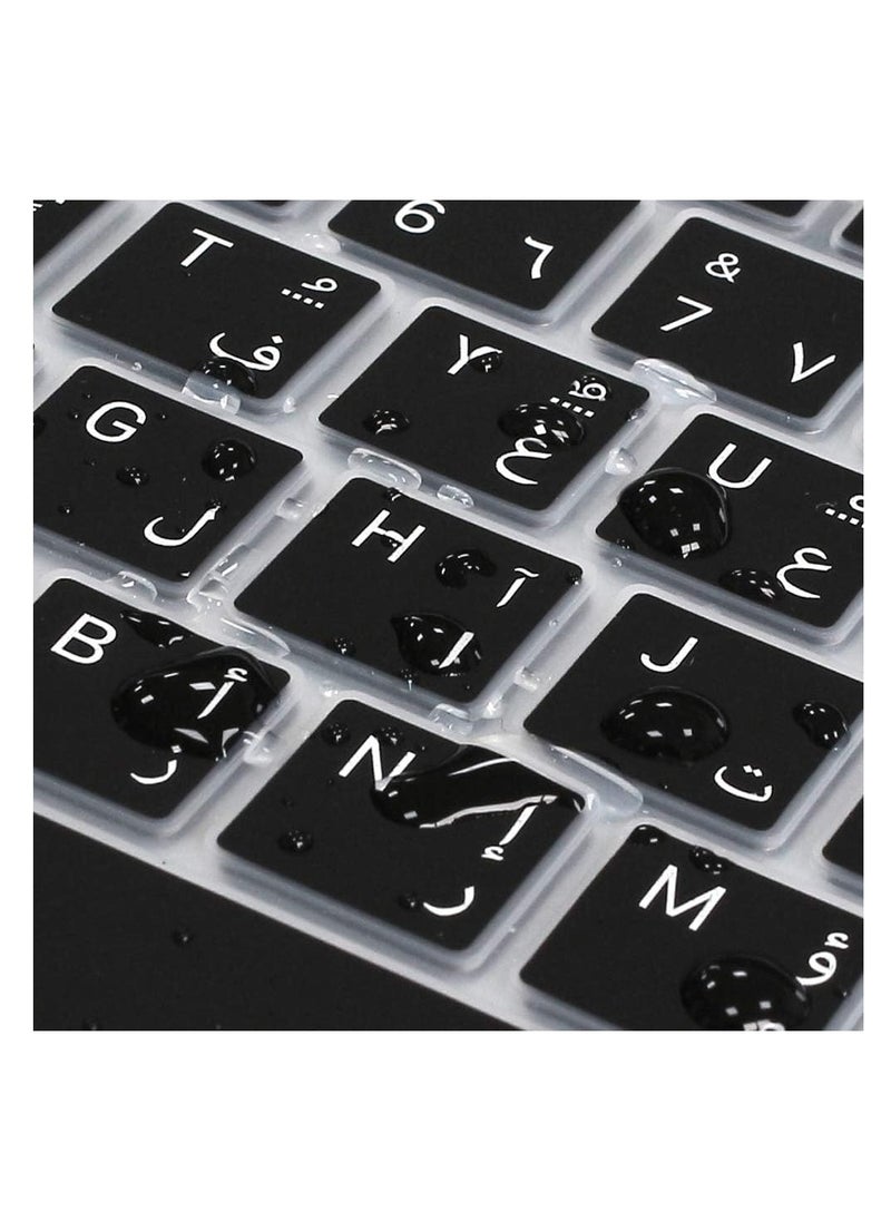 Arabic Language Ultra Thin Silicone Keyboard Cover for 2021 2020 MacBook Air 13 Inch A2179 Apple M1 Chip (US Layout) with Touch ID Keyboard Accessories Protective Skin (Black)