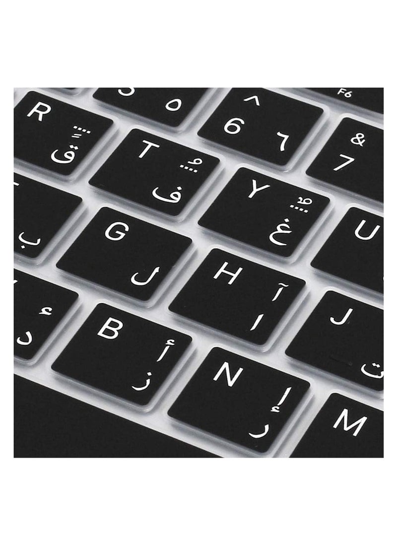 Arabic Language Ultra Thin Silicone Keyboard Cover for 2021 2020 MacBook Air 13 Inch A2179 Apple M1 Chip (US Layout) with Touch ID Keyboard Accessories Protective Skin (Black)