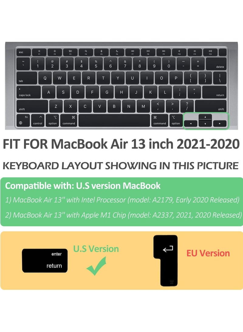Arabic Language Ultra Thin Silicone Keyboard Cover for 2021 2020 MacBook Air 13 Inch A2179 Apple M1 Chip (US Layout) with Touch ID Keyboard Accessories Protective Skin (Black)