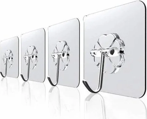 BarkoFix 5Pcs 6X6CM Transparent Strong Self Adhesive Door Wall Hangers Heavy Load Bearing