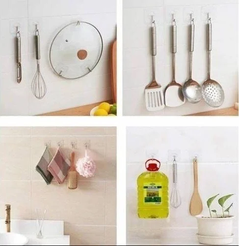 BarkoFix 5Pcs 6X6CM Transparent Strong Self Adhesive Door Wall Hangers Heavy Load Bearing