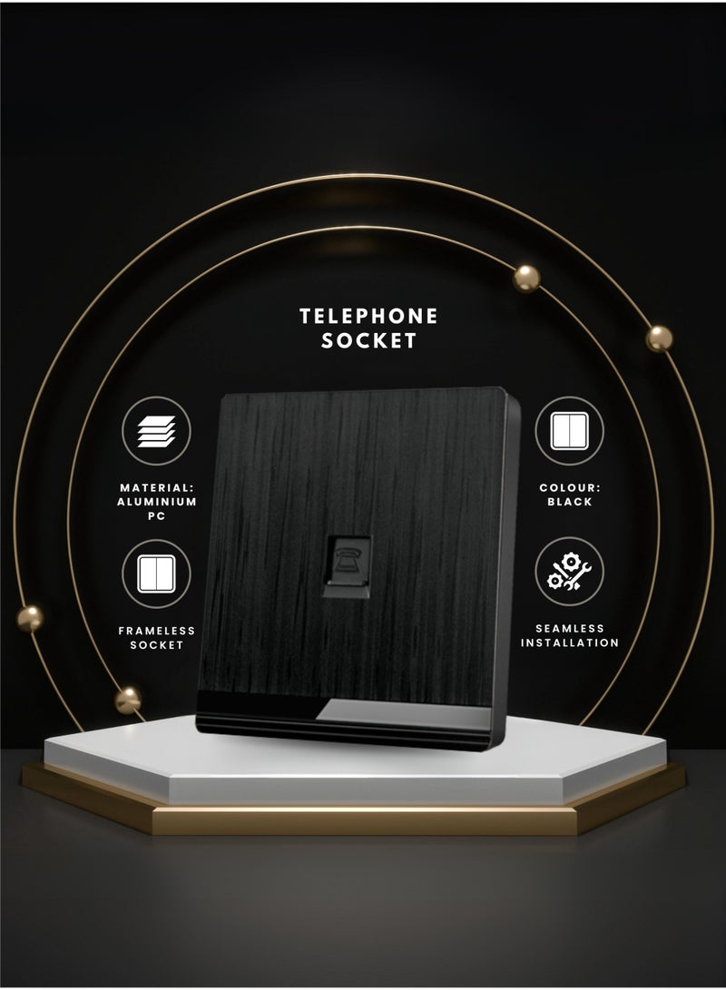 Vmax Telephone Socket Wall-Mounted TEL Socket Frameless Modern Design Durable Aluminum PC Material Easy Installation Universal Compatibility (WHITE, BLACK, CHAMPAGNE GOLD) - Image 3