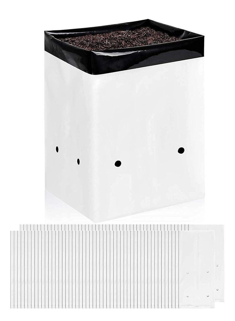 Film Grow Bag, 1 Gallon Plastic Grow Bags, Black and White Plant Nursery Bags, Seeding Bags for Vegetable Flower Plant, Suitable for Potting Seedlings, and Rooting - Image 1