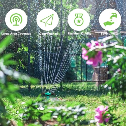 DODGE 'N WOLVES Lawn Sprinkler Automatic 360 Rotating Garden Water sprinklers with 45° Adjustable Arms for Large Coverage Area, Gardening Watering Systems - Image 3