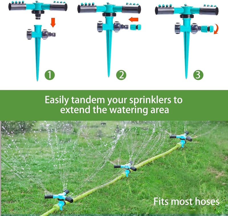DODGE 'N WOLVES Lawn Sprinkler Automatic 360 Rotating Garden Water sprinklers with 45° Adjustable Arms for Large Coverage Area, Gardening Watering Systems - Image 5