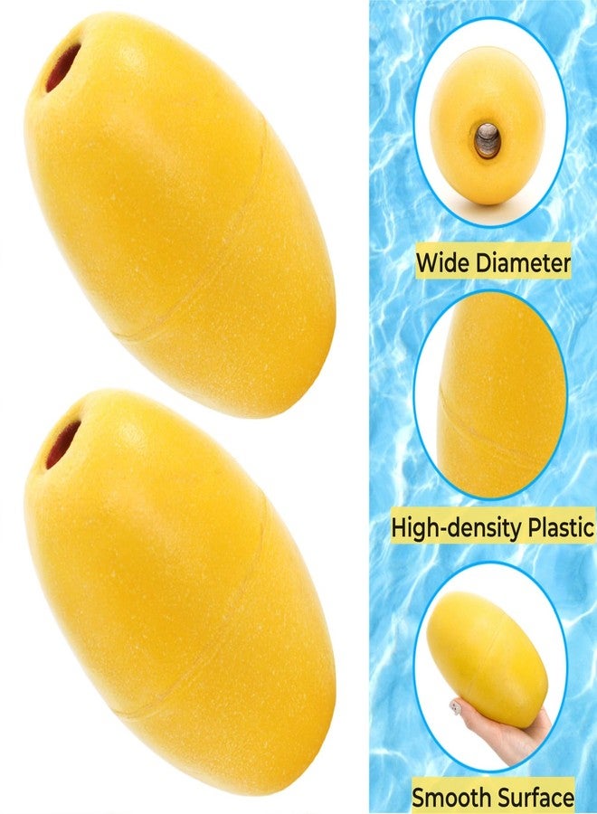 Tlence 8 Pack Oval Water Float, 5.5" x 3.5" Marine Rope Float Buoy, Deep Water Fishing Marker Bulk, Mooring Boat Supplies for Trail Dock Swim Pool Anchor Lines, Yellow(5/8" to 4/5" Hole) - Image 3