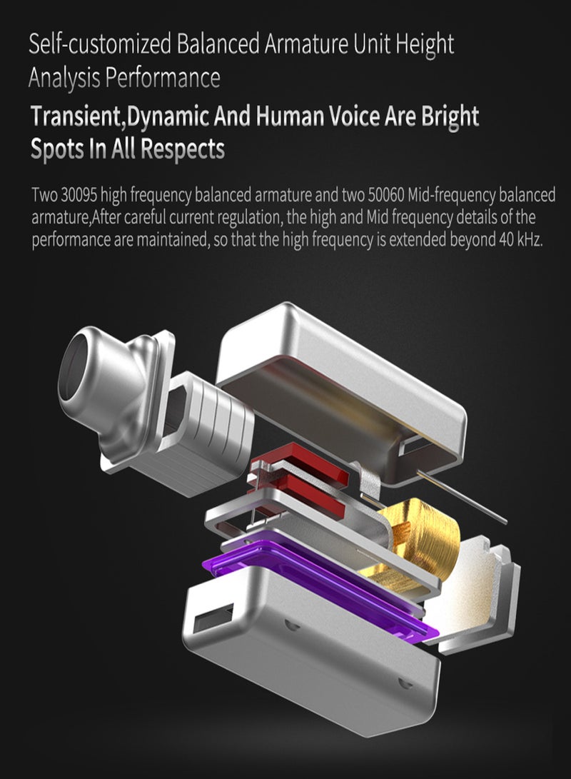 كي زد سماعات أذن سلكية KZ ZS10 Pro مقاس 3.5 مم، 1DD + 4BA، سماعة أذن هاي فاي هجينة للموسيقى، سماعة رأس رياضية، كابل قابل للفصل ثنائي السنون بدون ميكروفون - Image 5