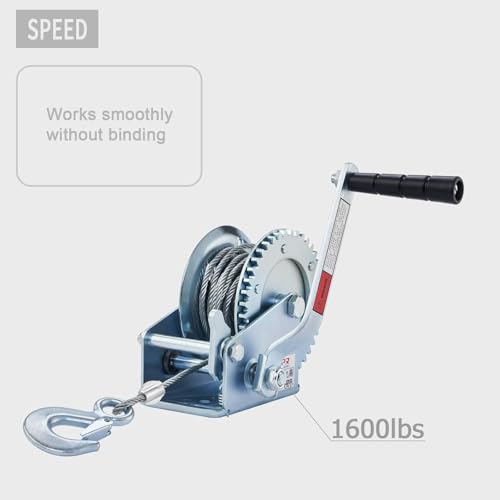 OPENROAD 1600lbs Hand Winch Boat Winch, Hand Crank Winch with 10m (32ft) Cable Manual Winches, Two-Way Adjustable Boat Trailer Winch, Corrosion Resistant Towing Winches (1600lbs) - Image 4