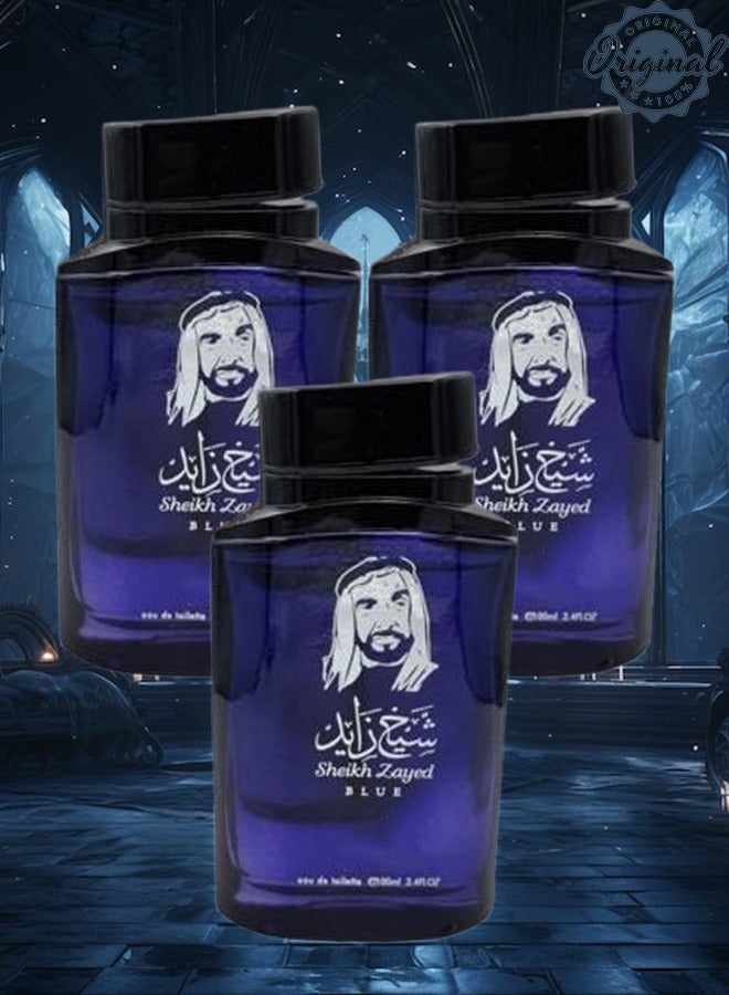 Sheikh Zayed 3 Pieces Sheikh Zayed Blue Perfume EDT 100ML  - Image 1