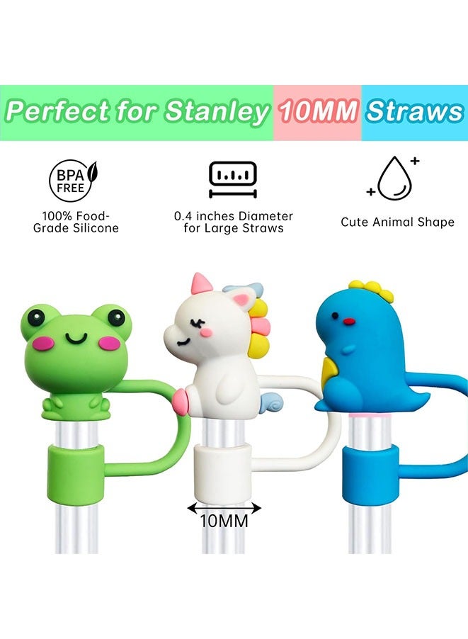 6PCS Straw Cover Cap for Stanley Cup, Silicone Cute Animal Straw Topper for Stanley 30&40 Oz Tumbler with Handle, 10mm 0.4in Dust-Proof Reusable Straw Tips Lids. (Color 2)  - Image 2
