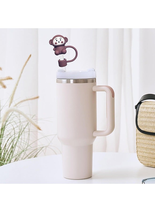 6PCS Straw Cover Cap for Stanley Cup, Silicone Cute Animal Straw Topper for Stanley 30&40 Oz Tumbler with Handle, 10mm 0.4in Dust-Proof Reusable Straw Tips Lids. (Color 2)  - Image 5