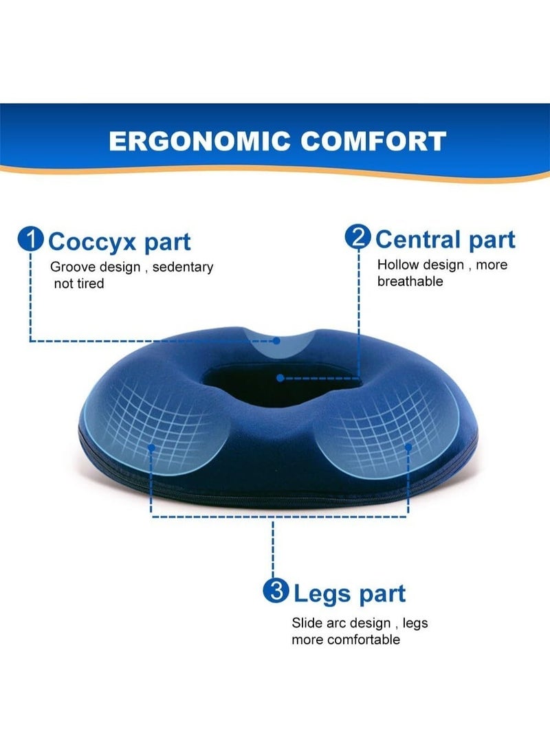 Round memory foam seat cushion with an ergonomic design for seat support and pressure reduction. Suitable for office, car, and home use. Medical memory foam for pressure relief and coccyx support. Ergonomic design for chairs, offices, cars, and home use. - Image 2