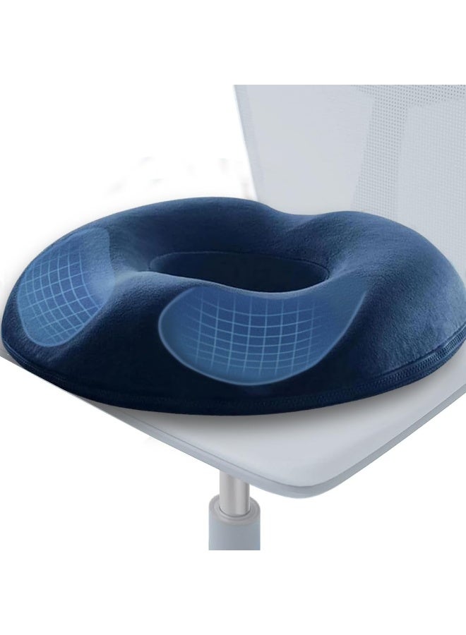 Round memory foam seat cushion with an ergonomic design for seat support and pressure reduction. Suitable for office, car, and home use. Medical memory foam for pressure relief and coccyx support. Ergonomic design for chairs, offices, cars, and home use. - Image 1