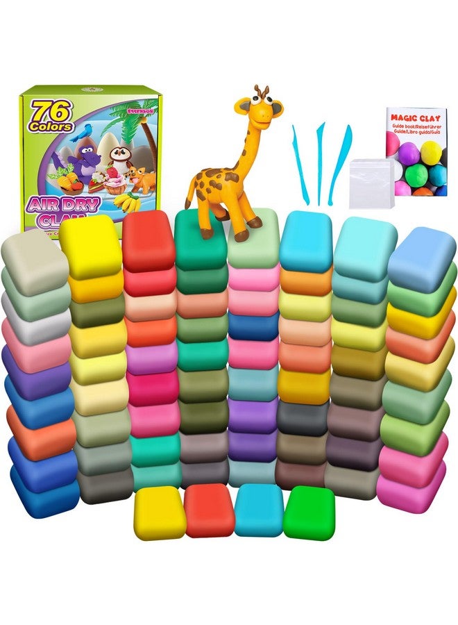 ESSENSON Air Dry Clay 76 Colors, Modeling Clay For Kids, Diy Molding Magic Clay For With Tools, Toys Gifts For Age 3 4 5 6 7 8+ Years Old Boys Girls Kids - Image 1