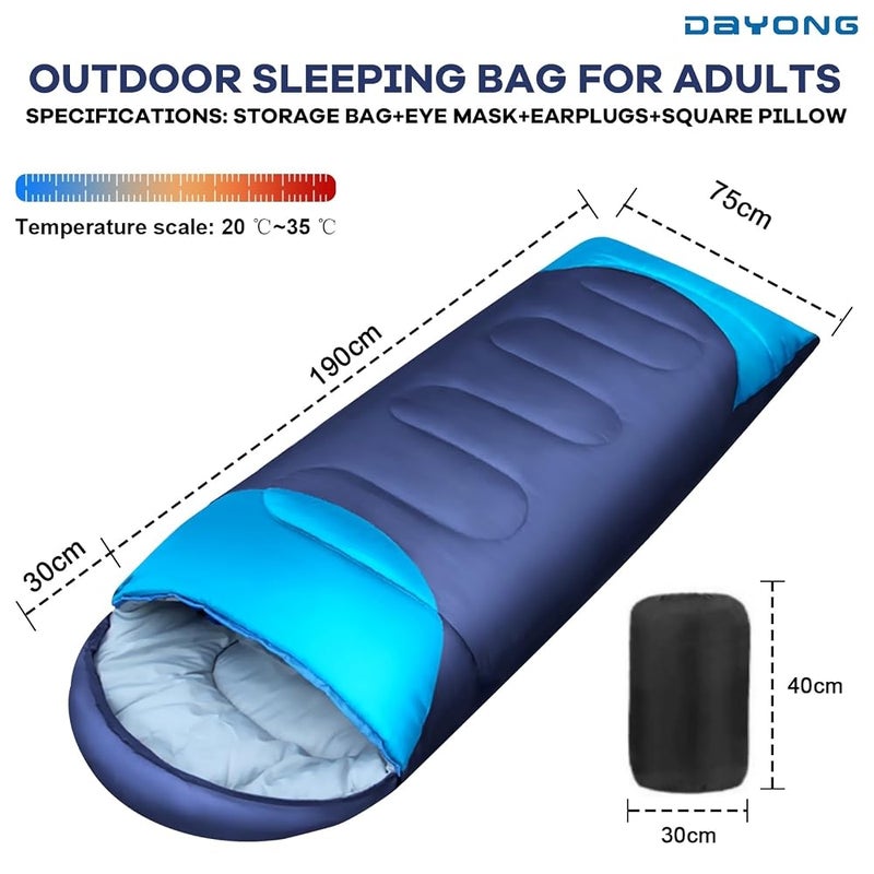 DAYONG Camping Sleeping Bag, Lightweight Portable Adults Sleeping Bag with Pillow EyeMask Earbuds Carry Bag, Compact Warm Sleeping Bag for Outdoor Traveling Hiking Climbing Backpacking. - Image 2