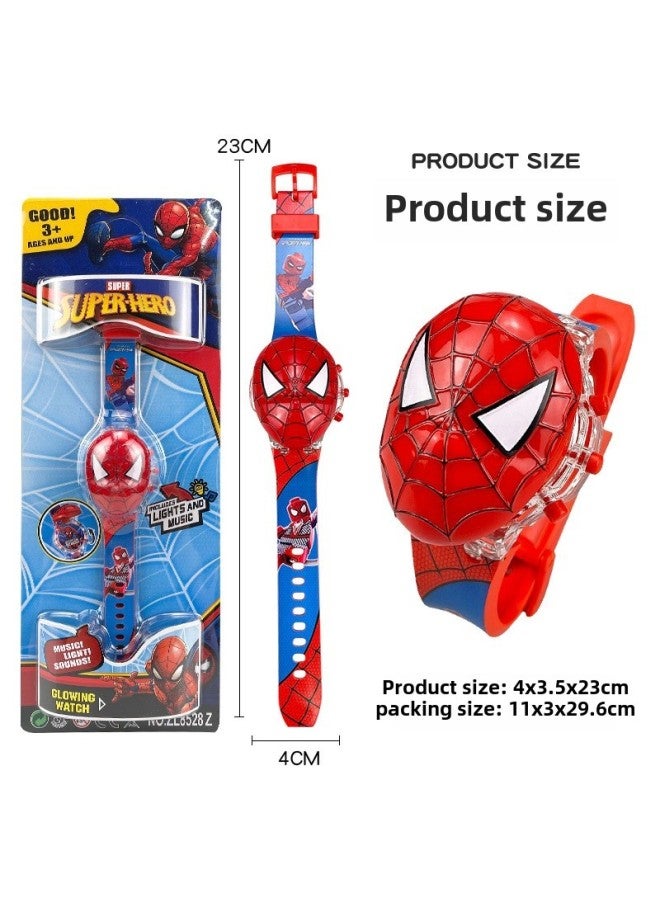 Children's Watch Unicorn Flip Light Music Three-bird Gull Electronic Watch Toy Music Electronic Gifts-Color:8528 Masked Man - Image 5
