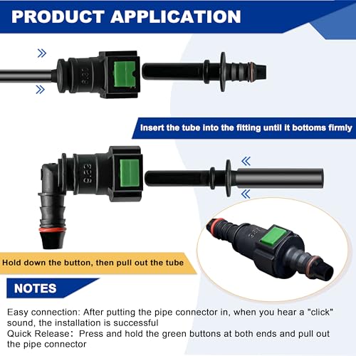 Daptemn 36 PCS Fuel Line Quick Connect Fittings Kit, 6 Set Nylon Fuel Line Repair Straight Elbow, Replace Automotive Fuel Line Adapter - SAE 9.89mm & 9.49mm & 7.89mm - Image 5